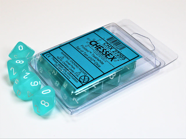 Chessex - Frosted Teal/white Set of Ten d10s