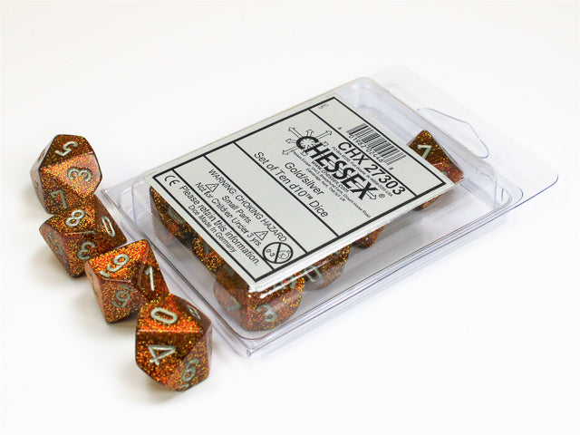Chessex - Glitter Gold/silver Set of Ten d10s