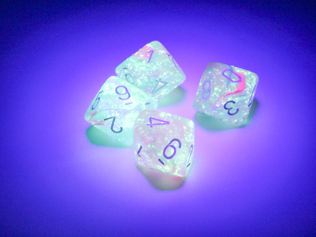 Chessex - Nebula Wisteria/white Luminary Set of Ten d10s