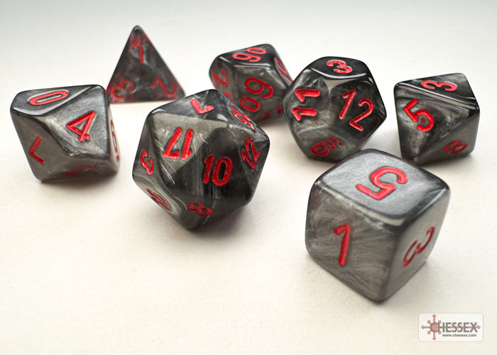 Chessex - Velvet Mini-hedral Black/red 7-Die Set