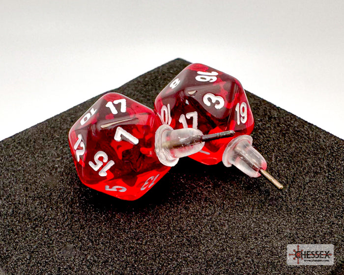 Chessex - Stud Earrings Translucent Red Mini-Poly d20 Pair