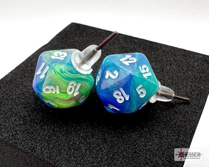 Chessex - Stud Earrings Festive Waterlily Mini-Poly d20 Pair