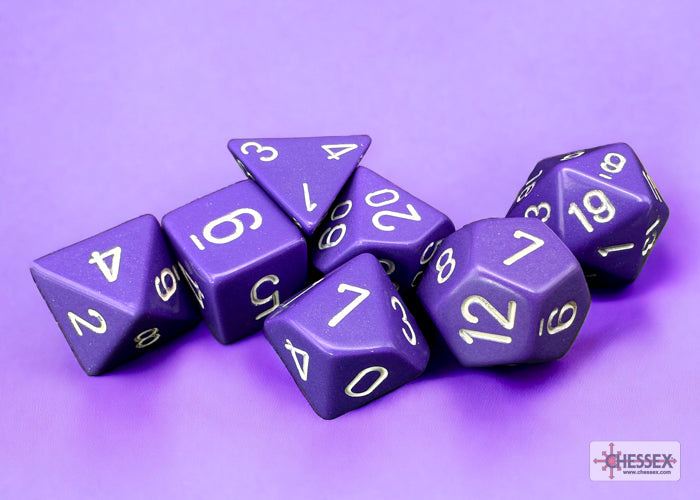 Chessex: Opaque Purple/white Polyhedral 7-Dice Set