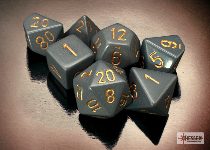 Chessex: Opaque Dark Grey/copper Polyhedral 7-Dice Set
