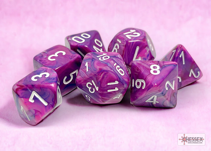 Chessex - Festive Violet/white Polyhedral 7-Dice Set