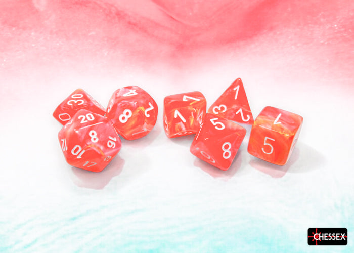 Chessex - Festive Dahlia/white Luminary Polyhedral 7-Dice Set