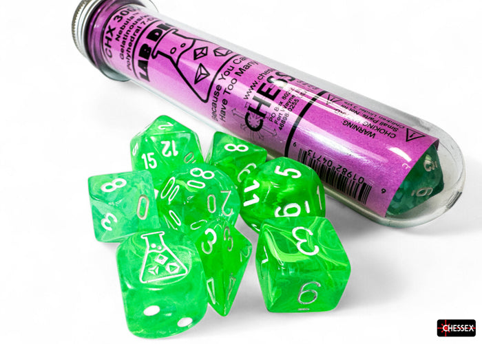 Chessex - Lab Dice Nebula Gelatinous/white Polyhedral 7-Dice Set (with bonus die)