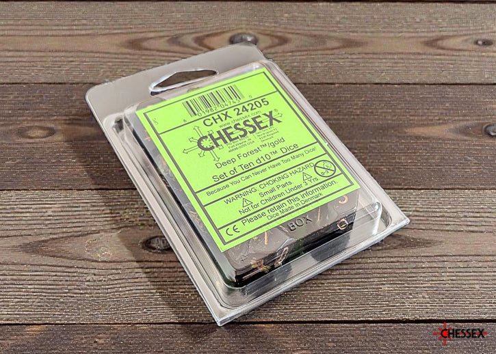 Chessex - Brush Deep Forest/gold Set of Ten d10s