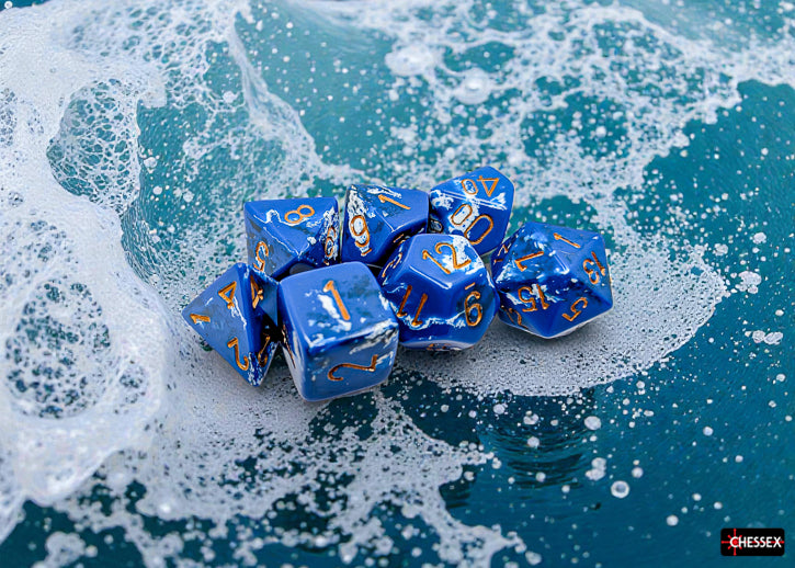 Chessex - Brush Polyhedral Wavebreak/gold 7-Die Set