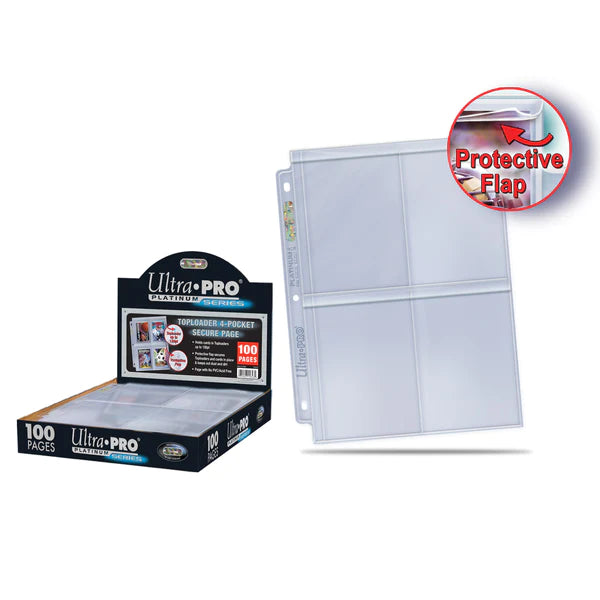 Ultra Pro (UP) - Premium Series 4-Pocket Secure Pages (100 Stück) für Toploader