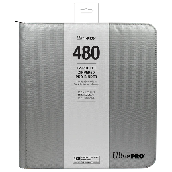 Ultra Pro (UP) - 12-Pocket Zippered PRO-Binder: Silver - feuerbeständig - Silber