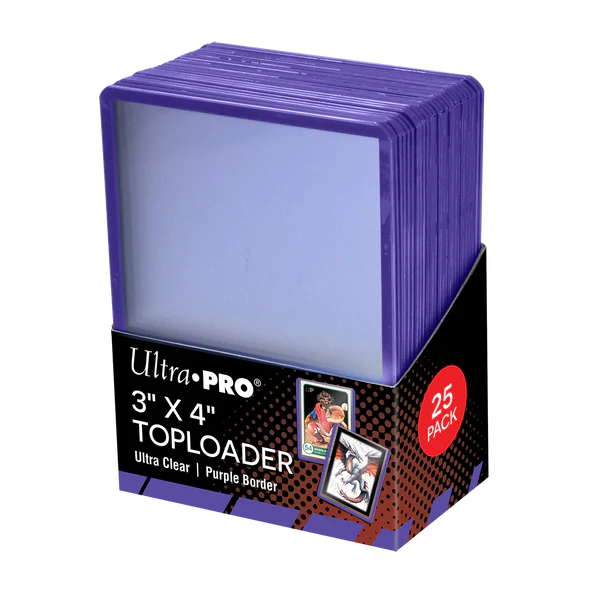 Ultra Pro (UP) - 3" x 4" Toploader für Karten in Standardgröße mit farbigem Rand - 25 Stück - Purple