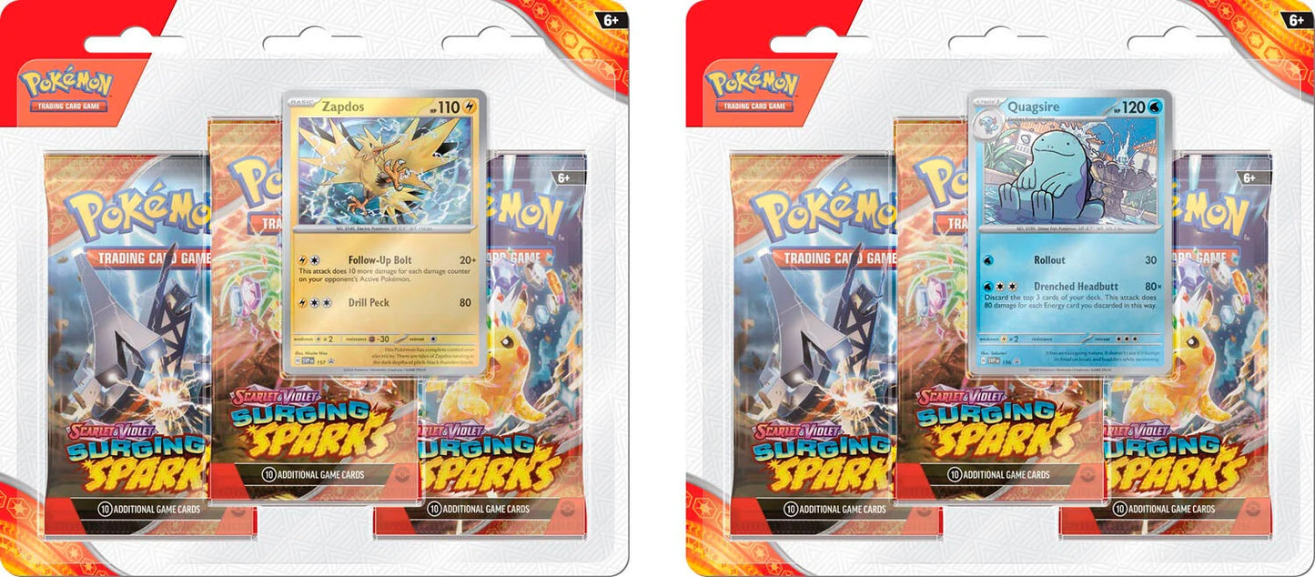Pokémon (PKM) - Karmesin & Purpur 8 - Stürmische Funken - 3-Pack-Blister - DE