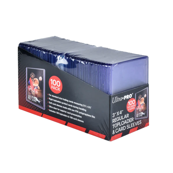 Ultra Pro (UP) - 3" x 4" Clear Regular Toploader und Soft Sleeves Bundle für Karten in Standardgröße - 100 Stück