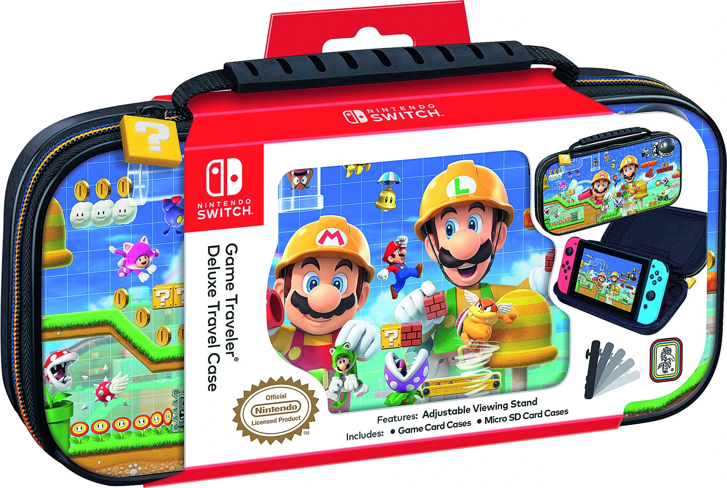BIGBEN - Nintendo Switch - Transporttasche für die Nintendo Switch™ und Nintendo Switch Lite™ - Mehrfarbig / Mario Maker 2 - NNS50C