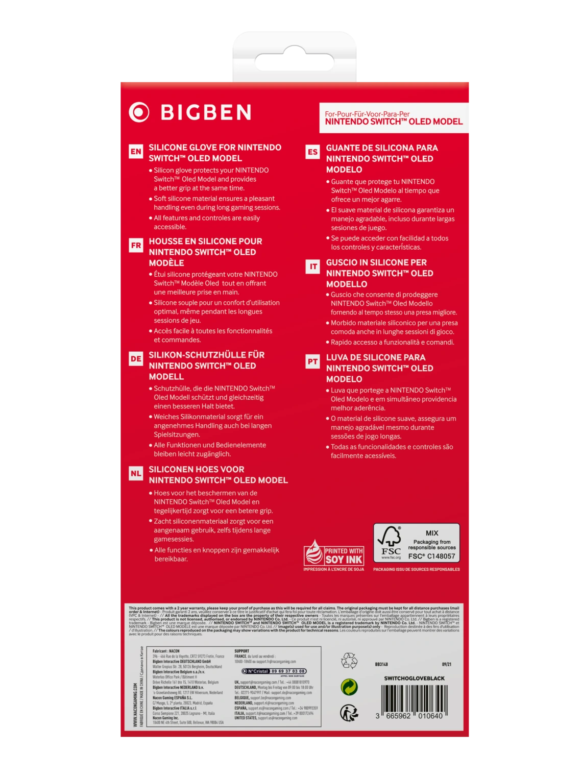BIGBEN - Nintendo Switch - Silicon Glove / Silikonhülle - OLED - schwar
