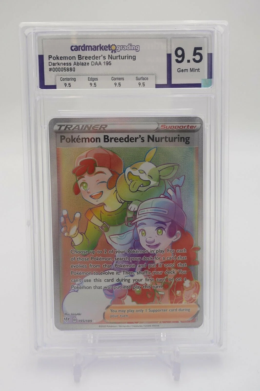 Fürsorgliche Pokémon-Züchter / Pokémon Breeder's Nurturing (DAA 188) - Flammende Finsternis / Darkness Ablaze - CM Grading 9,5 Mint - EN