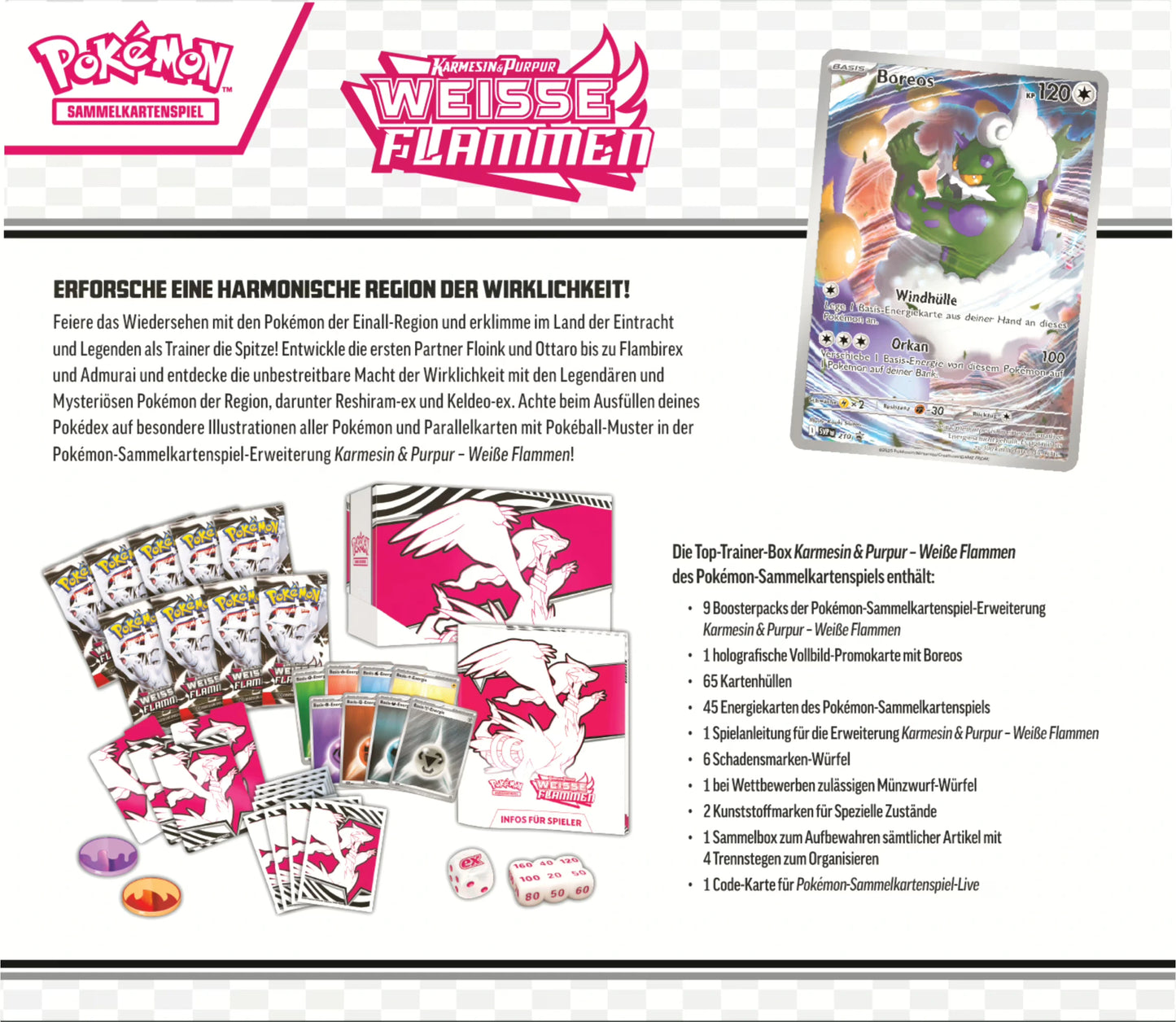 Pokémon (PKM) - Karmesin & Purpur 10.5 - Weiße Flammen - Elite | Top Trainer Box - DE