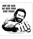 Bud Spencer Bierdeckel aus Blech Faust Pferd 10 x 10 cm