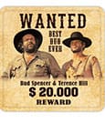 Bud Spencer & Terence Hill Bierdeckel aus Blech Wanted 10 x 10 cm