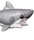 Der weiße Hai Oversized POP! Movies Vinyl Figur Jaws with Diving Tank 15 cm