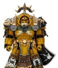 Warhammer Imperial Fists Actionfigur Legion Praetor in Tartaros Terminator Armourwith Power Sword and Vigil Storm Shield 14 cm