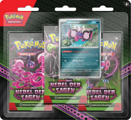 Pokémon (PKM) - Karmesin & Purpur 6.5 - Nebel der Sagen - 3-Pack Blister - DE