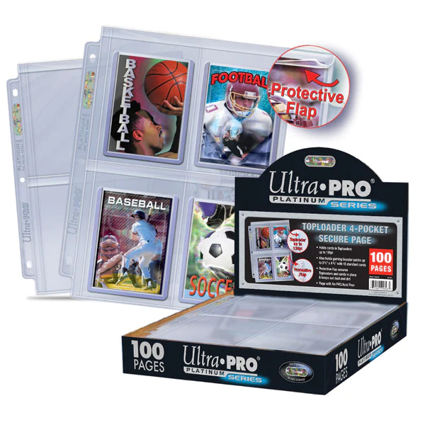 Ultra Pro (UP) - Premium Series 4-Pocket Secure Pages (100 Stück) für Toploader
