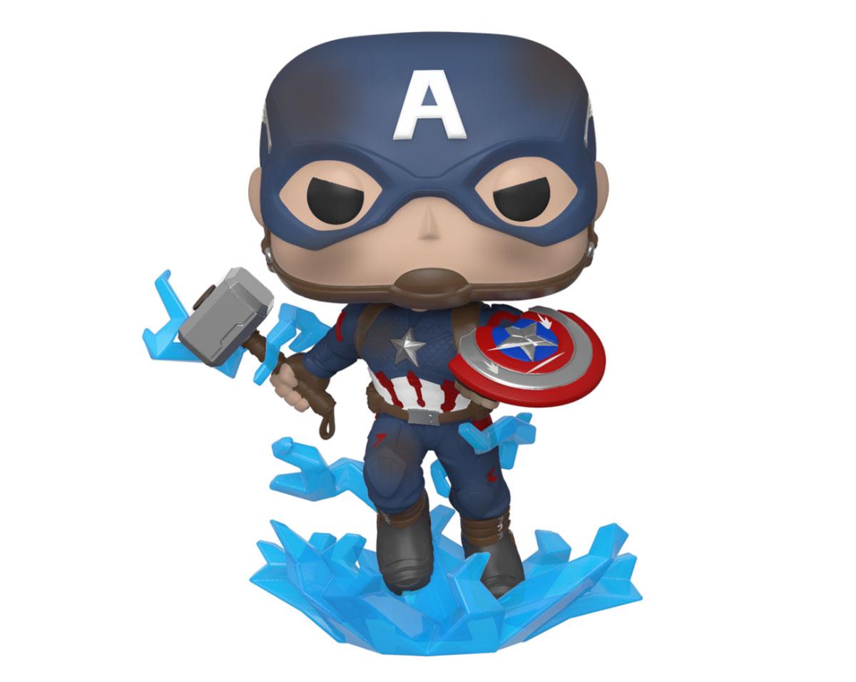 Avengers: Endgame POP! Movies Vinyl Figur Captain America w/Broken Shield & Mjölnir 9 cm
