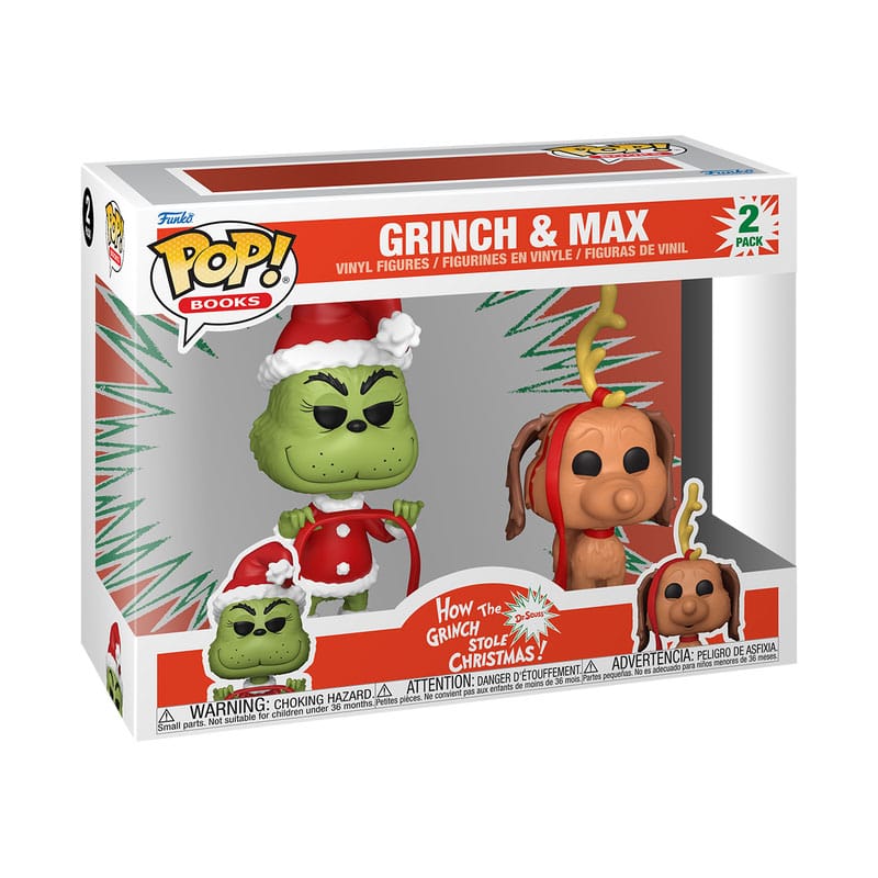The Grinch(Anniversary) POP! Books Vinyl Figuren 2er-Pack Grinch w/ Max 2PK 9 cm