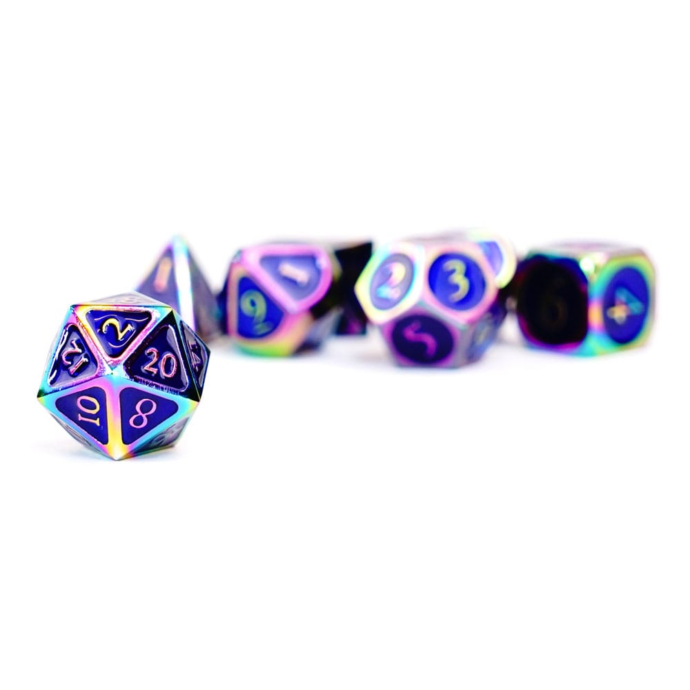FanRoll Würfel Set Rainbow with Blue Enamel (7)