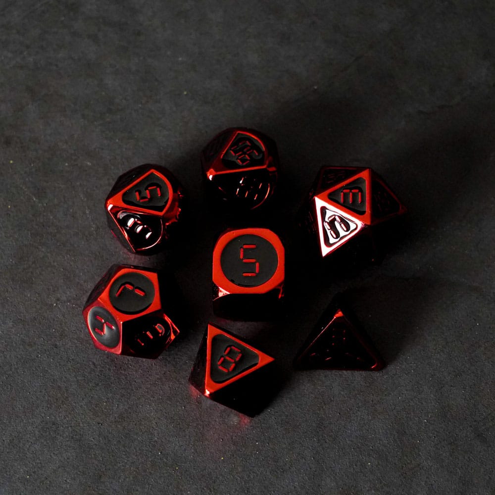 FanRoll Würfel Set Red with Black Enamel (7)