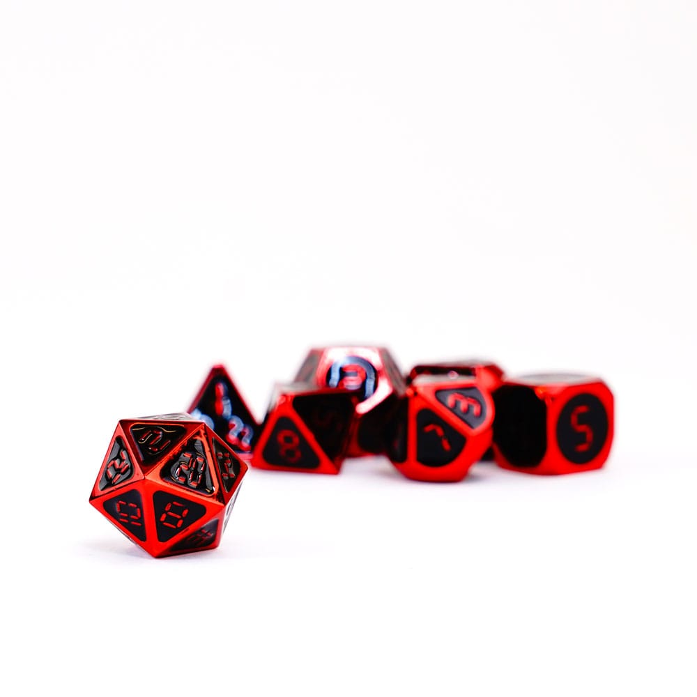 FanRoll Würfel Set Red with Black Enamel (7)