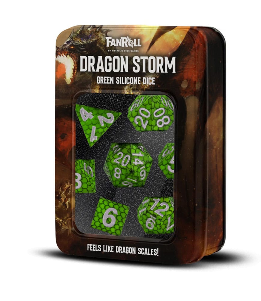 Dragon Storm Sharp Edge Silicone Würfel Set Green Dragon Scales (7)