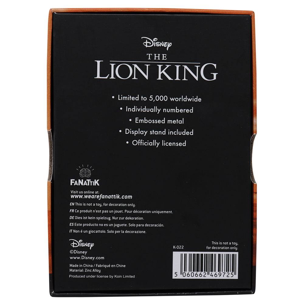 Der König der Löwen Metallbarren Limited Edition