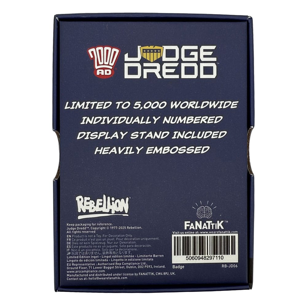 2000 AD Replik Judge Dredd Badge Limited Edition
