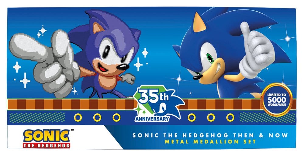Sonic the Hedgehog Medaillen-Set 35th Anniversary Then & Now Limited Edition