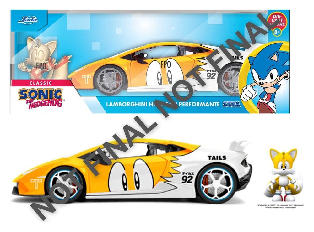 Sonic Diecast Modell 1:24 Tails Lamborghini Huracan 19 cm