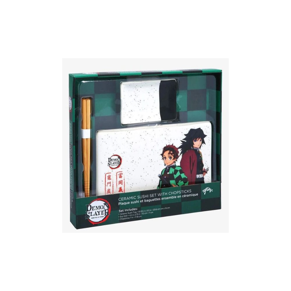 Demon Slayer Keramik Sushi Set mit Essstäbchen Tanjiro & Giyu
