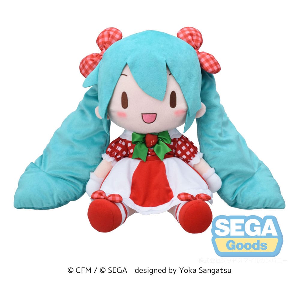 Character Vocal Series 01: Hatsune Miku Fuwa Petit Plüschfigur Hatsune Miku x Love and Berry Dress Up and Dance! Lovely Strawberry 40 cm