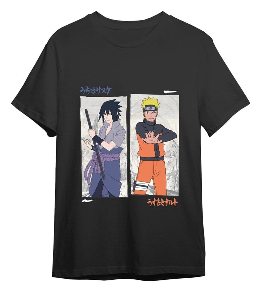Naruto Shippuden T-Shirt Naruto vs Sasuke Black Größe L