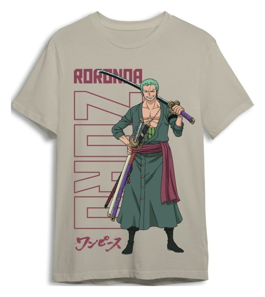 One Piece T-Shirt Roronoa Zoro Sand Größe L