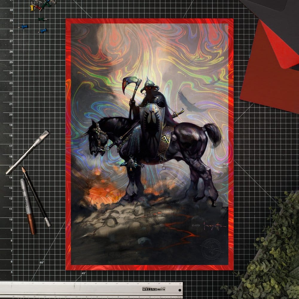 Frank Frazetta Kunstdruck Death Dealer I Rainbow Lava Holofoil 61 x 41 cm - ungerahmt