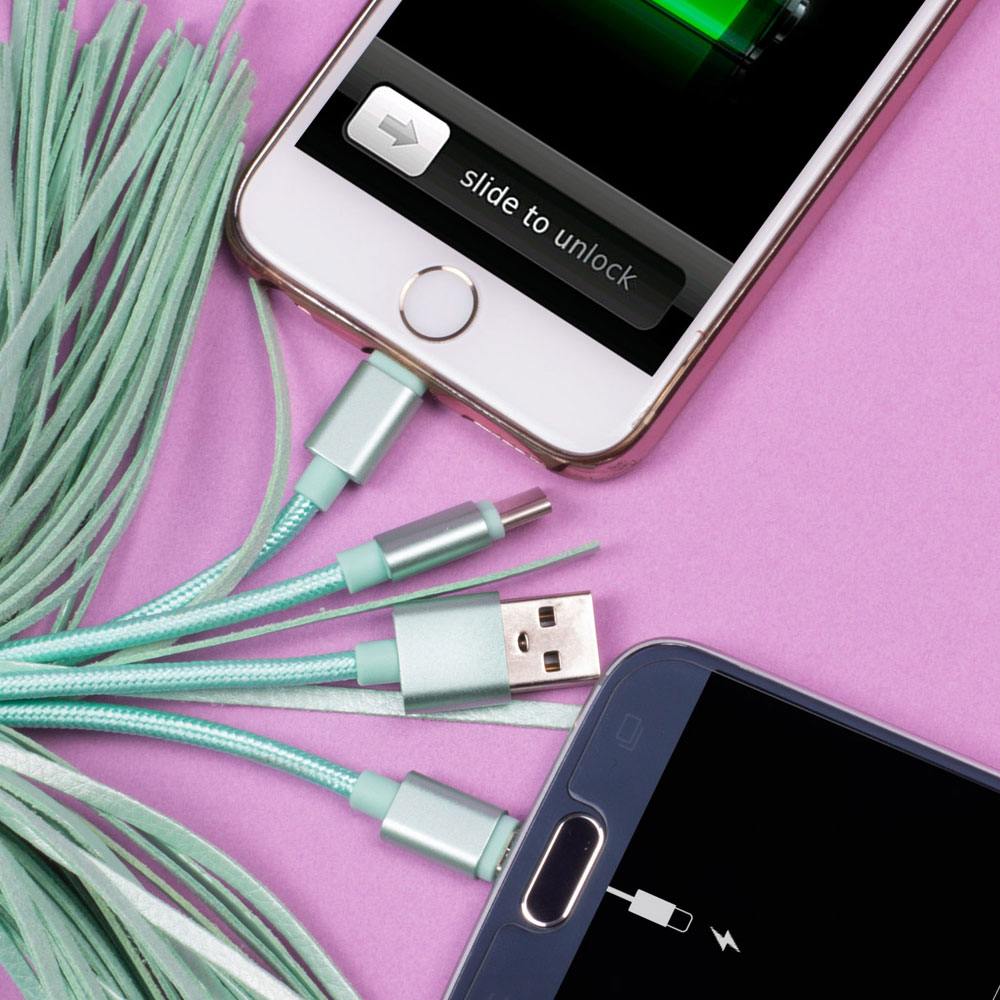 Pusheen USB Ladekabel 3in1 mit Schlüsselanhänger Tassel