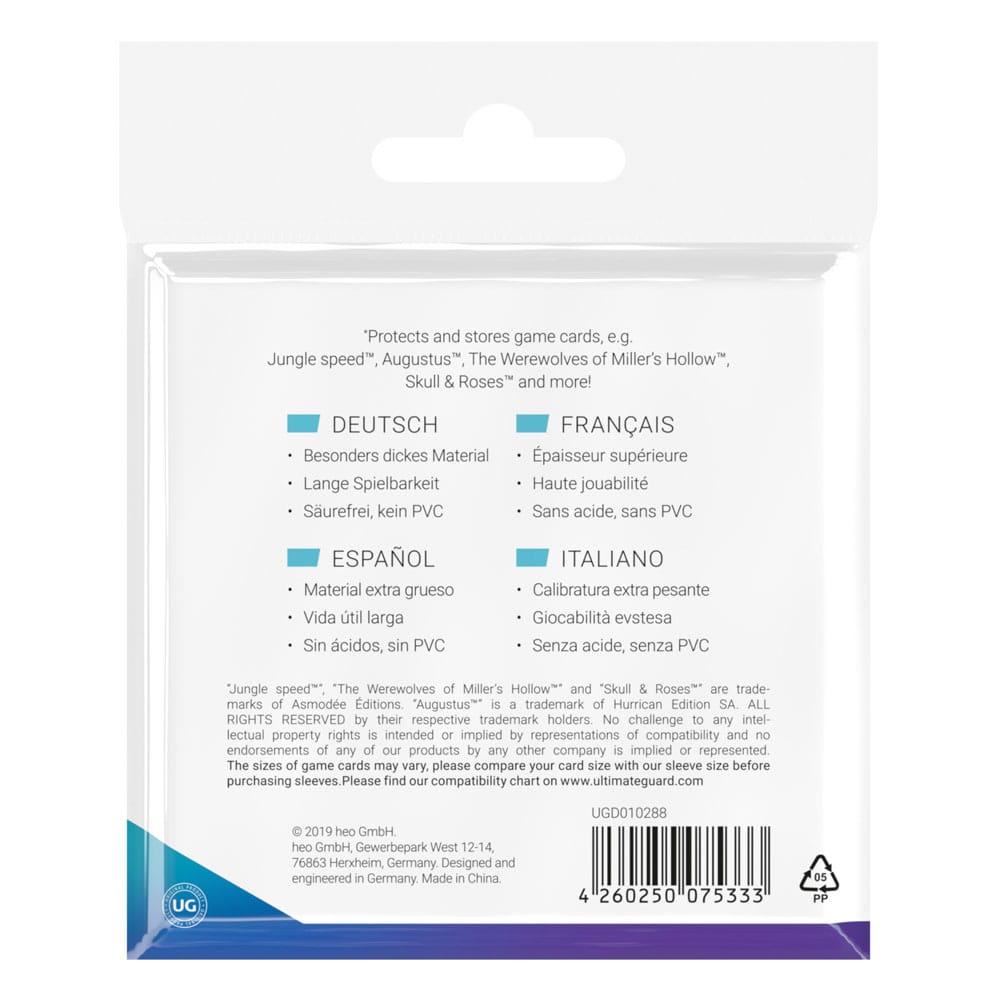 Ultimate Guard Premium Soft Sleeves für Brettspielkarten Quadratisch Groß (50)