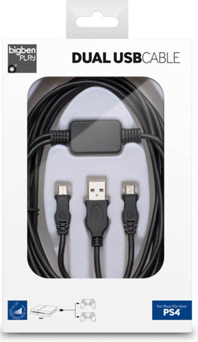 PS4 USB Y-Ladekabel 3m black f. 2 Pad Länge 3m (1,5m + 2x 1,5m)