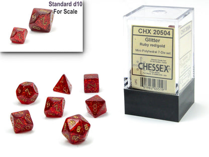 Chessex - Glitter Mini-hedral Ruby Red/gold 7-Die Set
