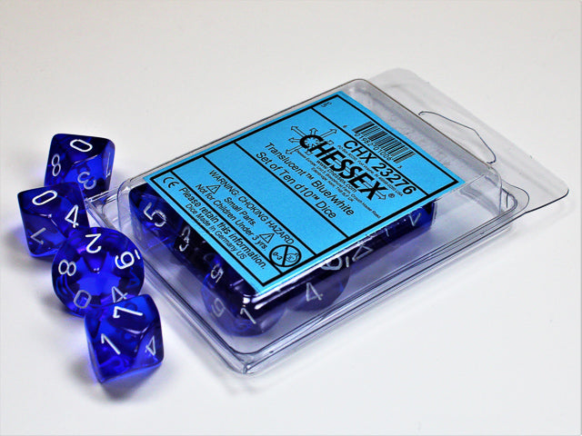 Chessex - Translucent Blue/white Set of Ten d10s