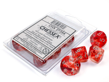 Chessex - Nebula Red/silver Luminary Set of Ten d10s