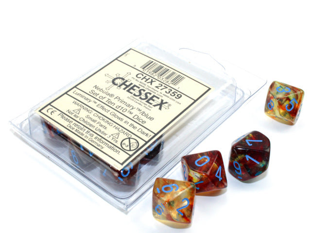 Chessex - Nebula Primary/blue Luminary Set of Ten d10s